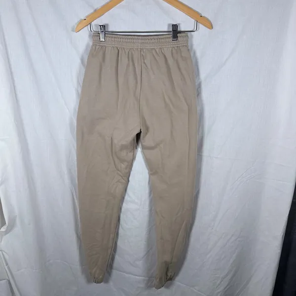 White Fox Sweatpants Women XS Beige Jogger Elastic Waist Logo‎ Loungewear - Image 5