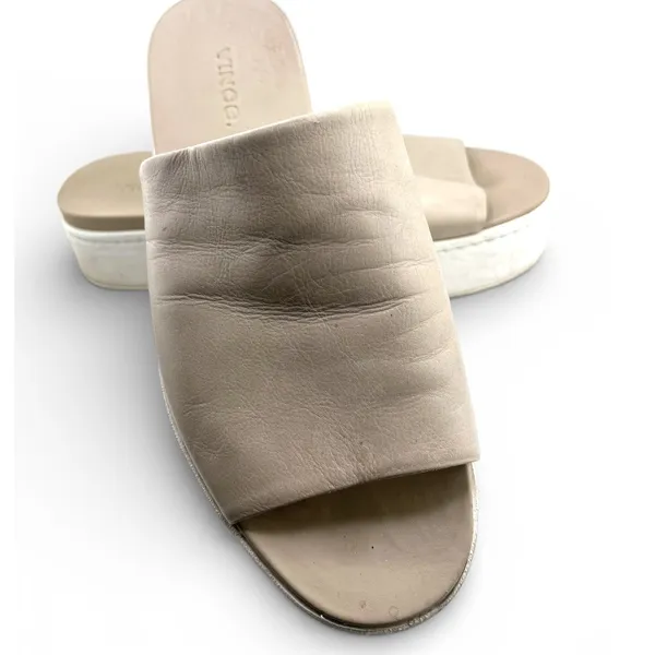 Vince 7 Walford platform slide sandal leather upper rubber sole nude designer - Image 5