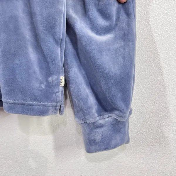 UGG Women's Velour Pullover Hoodie Periwinkle Blue Drawstring Large Lounge‎ Soft - Image 6