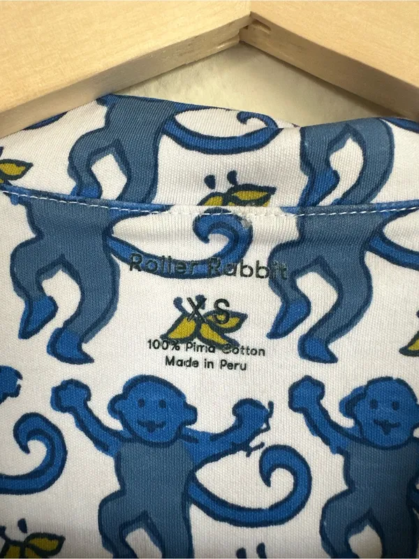 Roller Rabbit Monkey Print Short Sleeve Button Down Pajama Top - Image 2