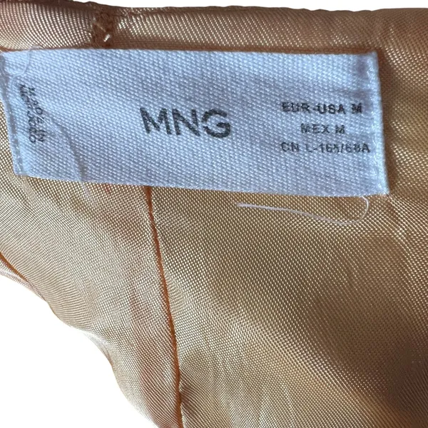 Mango Textured Woven Mini Skirt Solid Peach Preppy Cotton Linen Blend Size M - Image 5