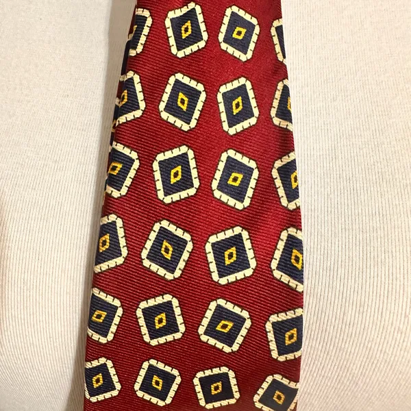 Vintage Brooks Brothers Makers England Men's Tie Silk Red Geometric Necktie - Image 3