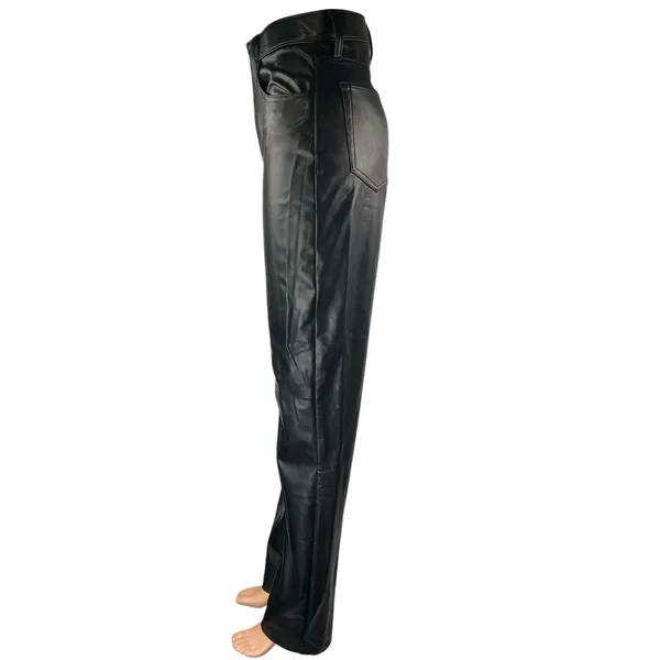 Abercrombie & Fitch The 90s Straight Ultra High Rise Faux Leather Pants Size 25 - Image 3