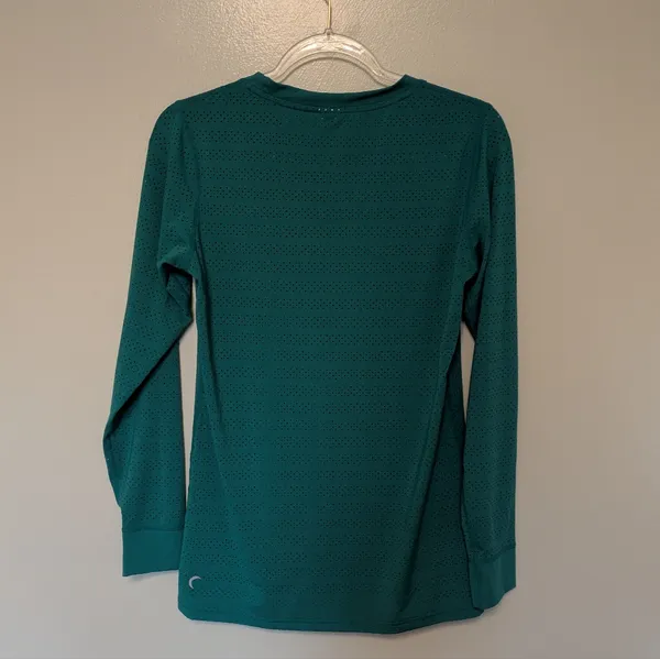 Zyia Teal Chill Long Sleeve Perforated Striped Tee Shirt Long Sleeve Medium - Image 2