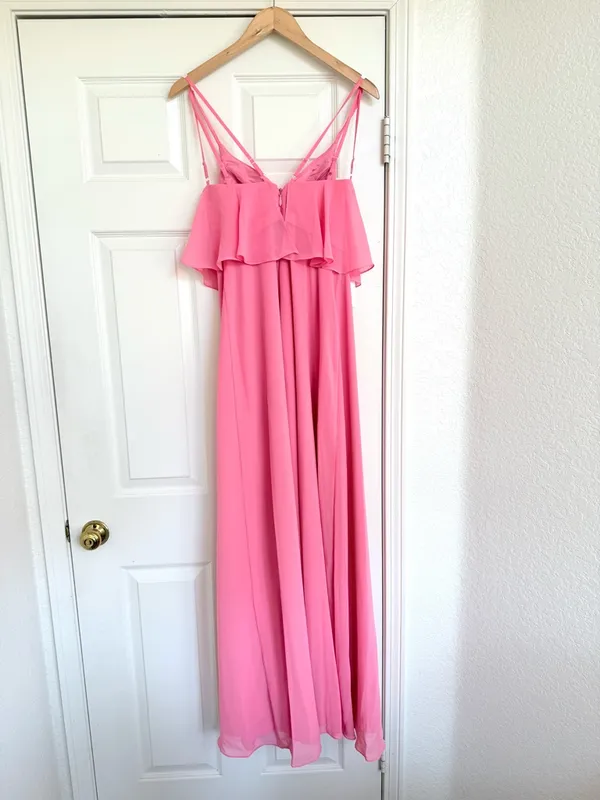 Azazie Desiree Flamingo Pink Bridesmaid Maxi Dress 4 NWT - Image 7