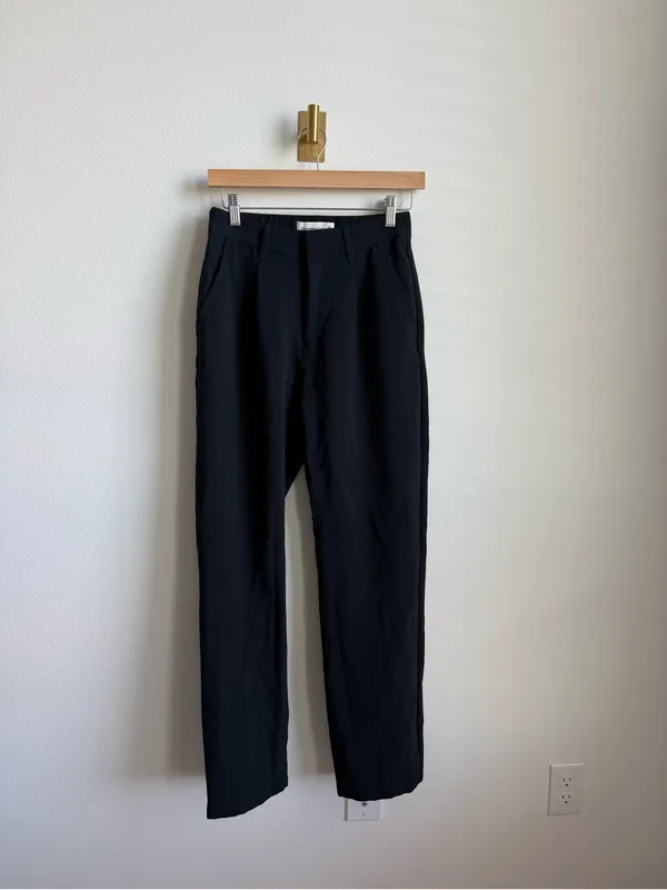 Abercrombie & Fitch High Rise Straight Leg Trousers Black Pull-On Dress Pants XS - Image 3