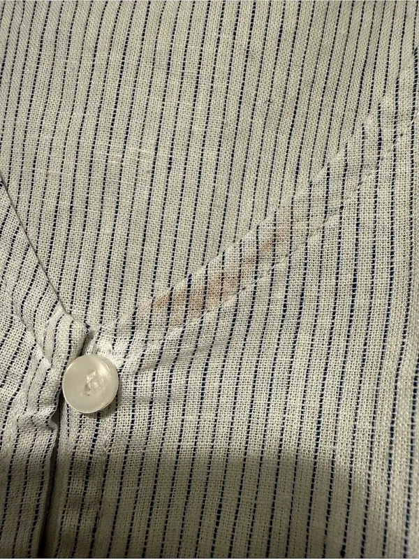 Calligraphie Striped Linen Tunic in White & Blue Size XL NWT - Image 5