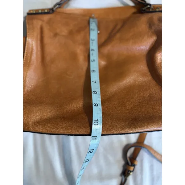 C & C California Leather Bag‎ Satchel Camel Double Strap Zip Brown - Image 12