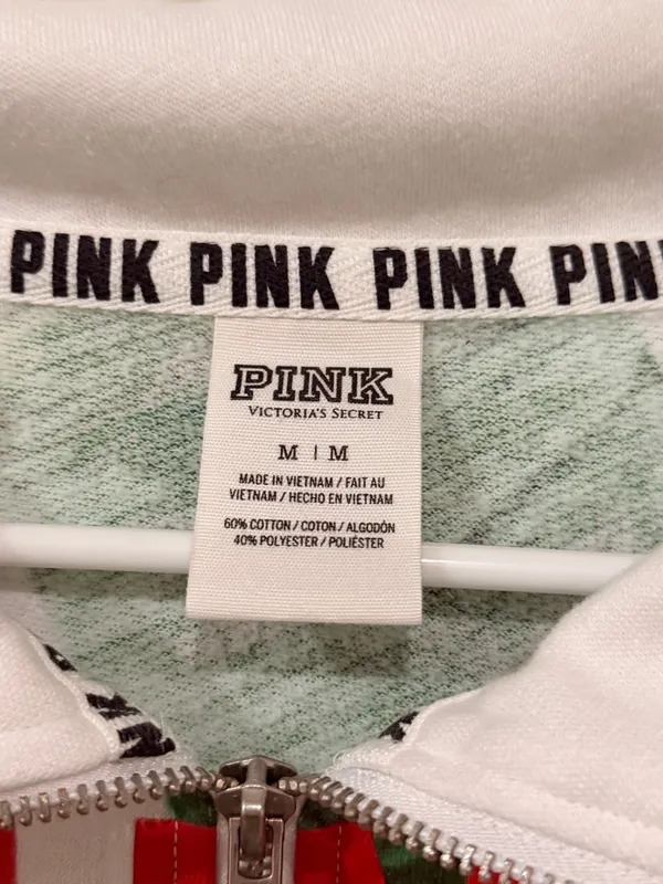 Victoria's Secret PINK White Pullover with Green and Red Accents - Image 2