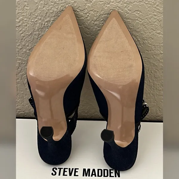 Steve Madden Women’s Bri Dark Denim Design Heels Size-6.5 - Image 12