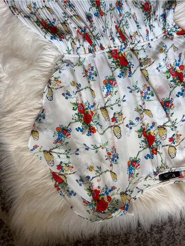 Pleated floral print mini dress - Image 4