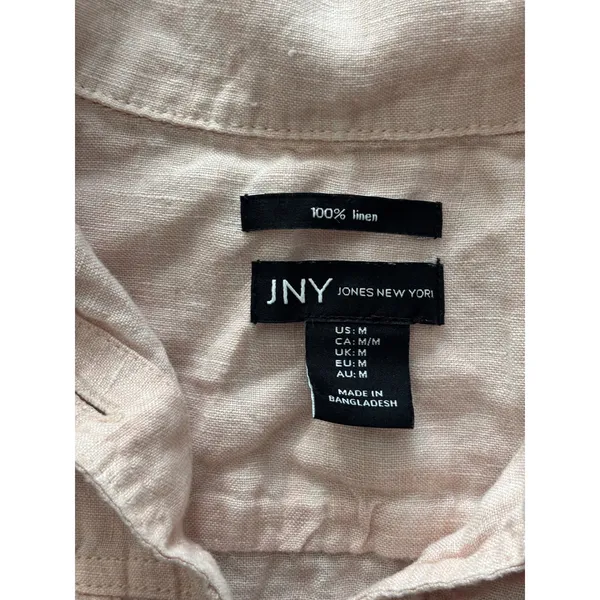 Jones New York Linen Jacket Medium Pink JNY Button Up Trucker Lightweight - Image 5