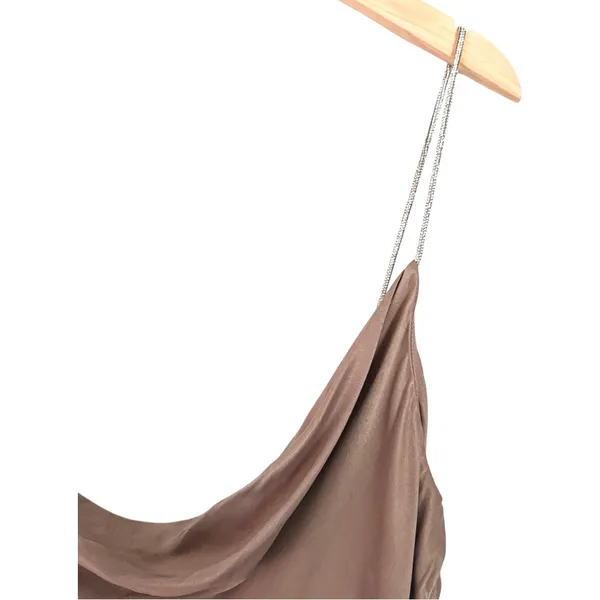 Zara Satin Mini Dress‎ in Taupe - Image 6