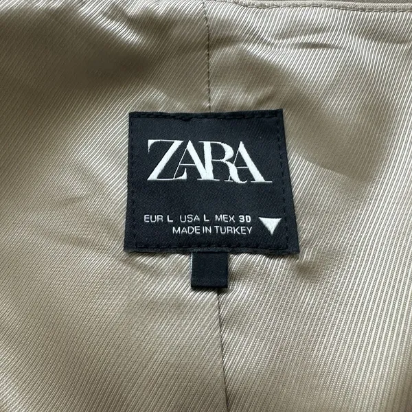 ZARA Tailored Vest Sz L Taupe Neutral Button Front Women’s Preppy - Image 4