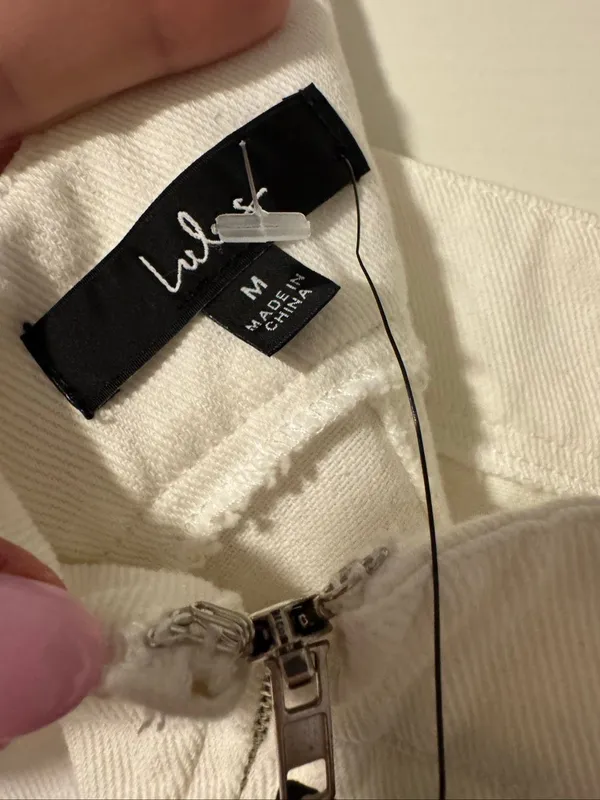 Lulus White Denim Square Neck Mini Dress Size Medium NWT - Image 6