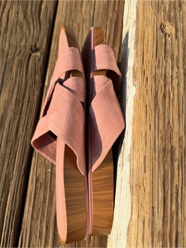 Cole Haan Pink Suede Criss Cross Slide Sandals Women’s Size 9B - Image 2