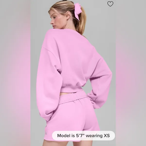 Alo NWT Cropped Accolade Crewneck Candy Heart Pink Size S - Image 2