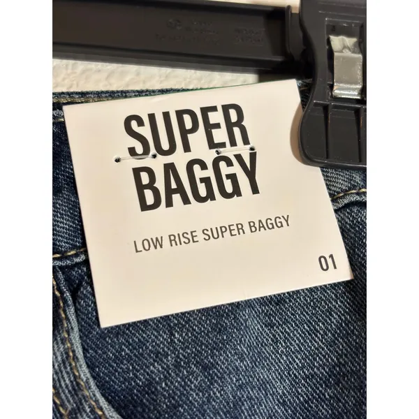 Refuge Denim NWT Jr's Size 1 Super Baggy Low Rise Wide Leg Blue Jeans - Image 4