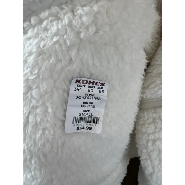 Sonoma Juniors' SO Pullover White Size S Sherpa High Pile Quarter-Zip Oversize New - Image 6