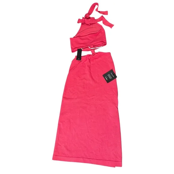 Lulus‎ Halter Neck Cutout Midi Dress Bright Pink Vacation Cocktail Party Size XS - Image 10