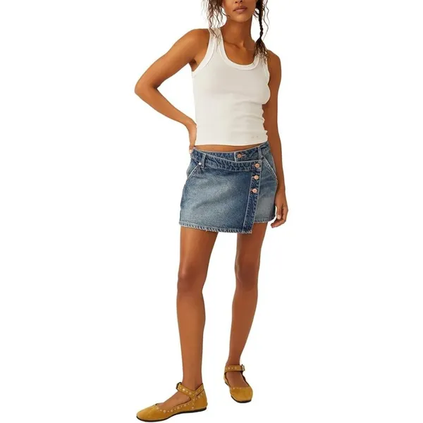 Free People x We The Free Wynne Denim Skirt in Light Indigo 26 New Womens Jean - Image 12