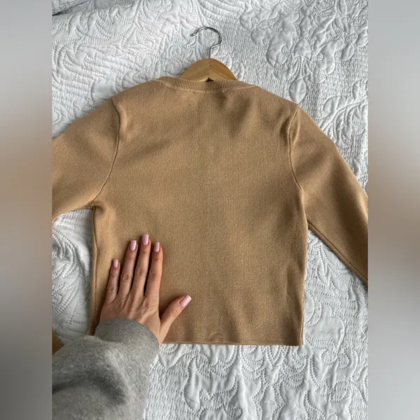 ZARA CAMEL KNIT CROPPED SWEATER M - Image 5