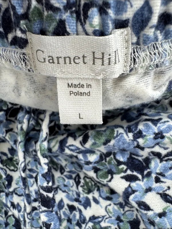 Garnet Hill Blue Green Floral Pajama set organic cotton long sleeve pants L/XL - Image 5