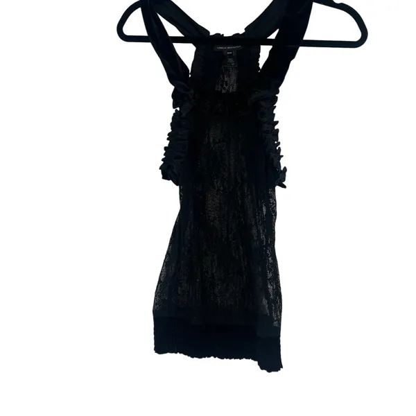 Urban Behavior Black Sheer lace Mesh Velvet Trim Y2K romantic Goth Clubwear M - Image 4