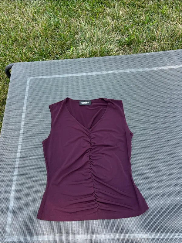 Vintage Baranda Y2K medium purple Rouched 90's Babydoll Baby Tee‎ Top summer - Image 2