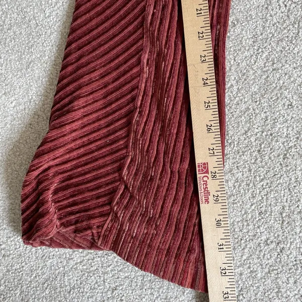 Free People Velvet Boho Ribbed High Rise Flare Pants Burgundy Red Size XS - Image 12