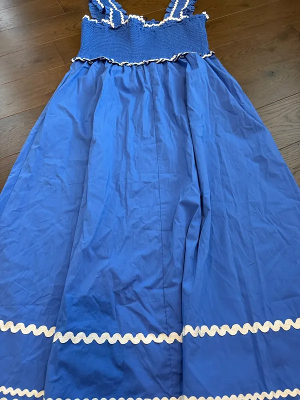En Saison Blue Smocked Ric Rac Trim Midi Dress Large NWT - C11-196 - Image 12