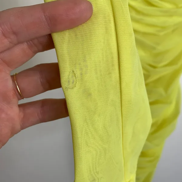 House of CB Valentina Yellow Long Sleeve Ruched Organza Mesh Mini Dress XS - Image 14