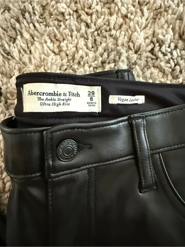 Abercrombie & Fitch Faux Leather High Rise Ankle Straight Pants - Image 3