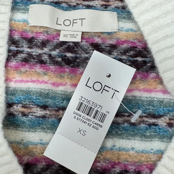 NWT LOFT Fair Isle V-Neck Cardigan Sweater Women's XS Multi Knit Button Front‎ - Image 7