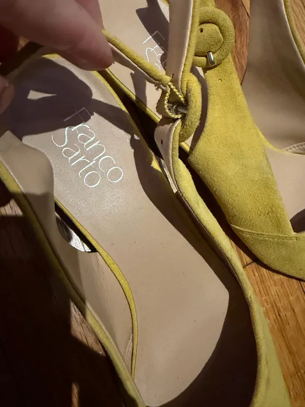 Franco Sarto Vickie Leather Yellow Slingback Pointy-Toe Low Block Heel pumps 8.5 vibrant suede colorful - Image 6