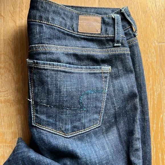 American eagle size 6 skinny kick stretch dark‎ denim jeans - Image 3