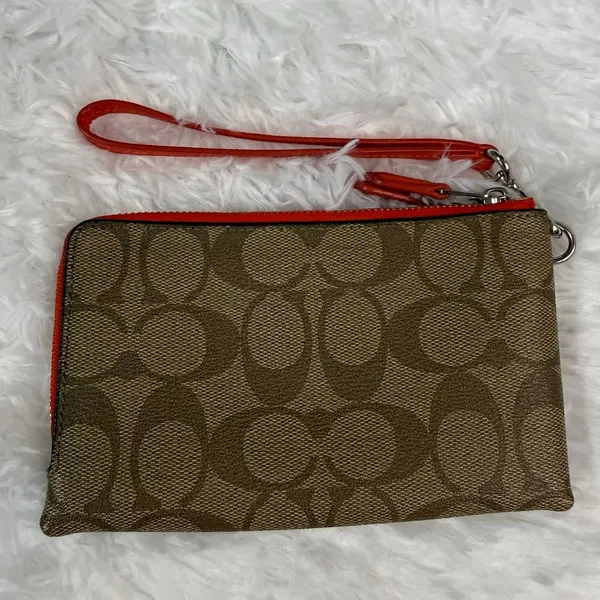 COACH Brown Signature Coated Canvas Wristlet - Image 2