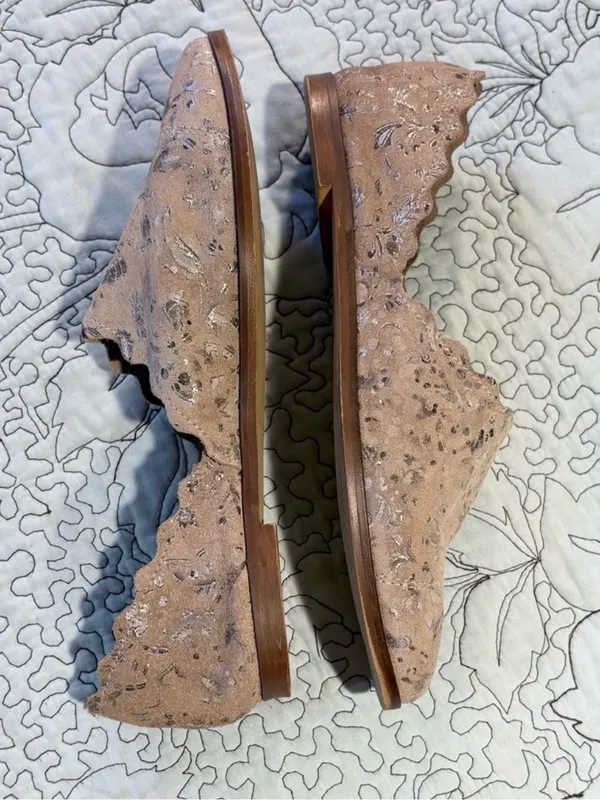 💥KLUB NICO Georgette Scalloped Pewter Floral Flat Made in Spain EU 36 US 6💛 - Image 6