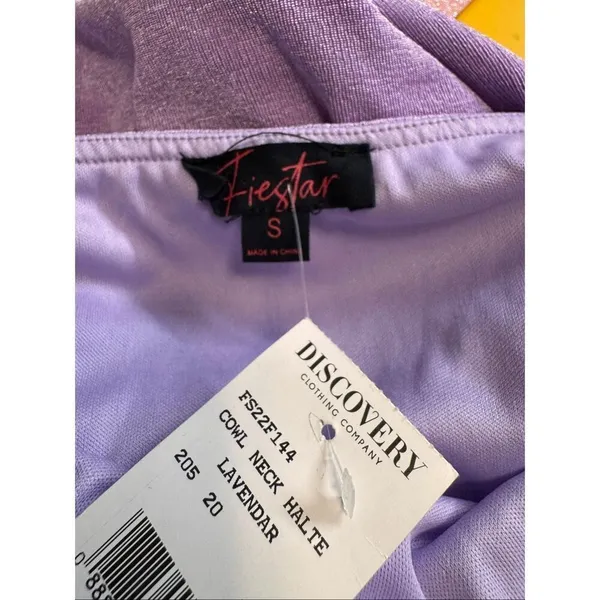 Fiestar Lavender Cowl Neck Ruched Halter Mini Dress – Size Small - Image 5