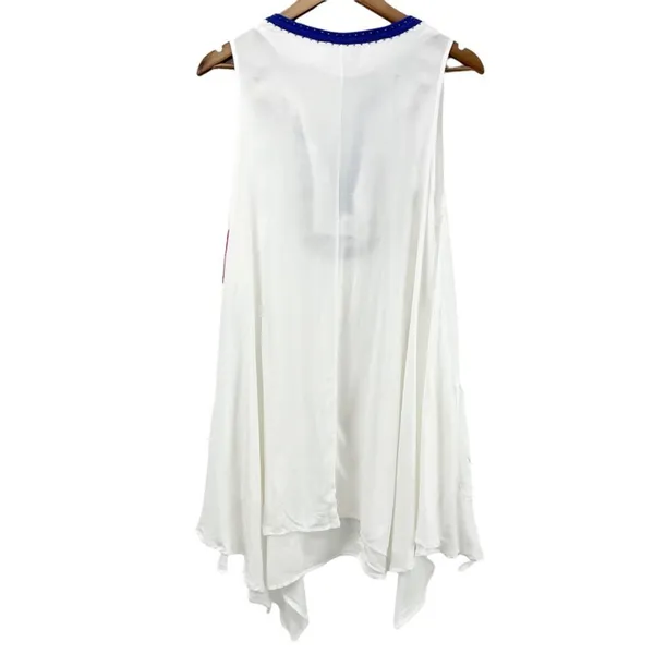 For Cynthia Swimsuit Cover Up Womens Medium Embroidered Shark Bite‎ White Beachy - Image 2