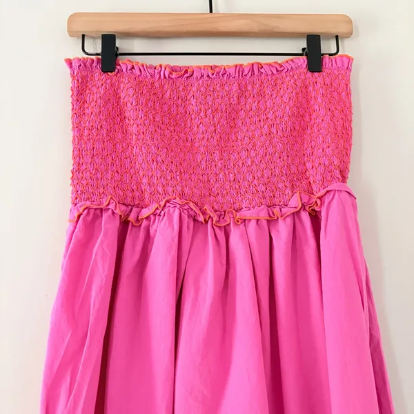 Pomander Place Tuckernuck fuchsia Strapless Jessie Dress Smocked Cotton Size L - Image 11