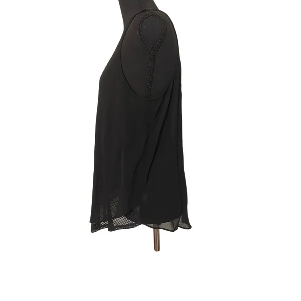 A. Byer Y2K Going Out Top Sheer Black Chiffon Layered Tunic Tank w Necklace Sz L - Image 3