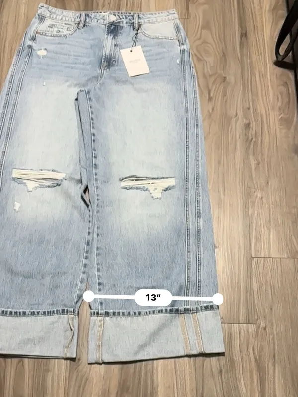 Hidden Jeans High-Rise Light Blue Extra Wide Leg Distressed Jeans - Image 11