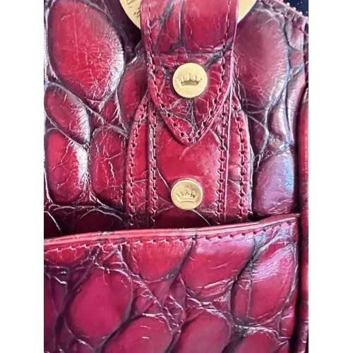 Elaine Turner Red Crocodile Embossed Leather Satchel Handbag Gold Hardware‎ - Image 7