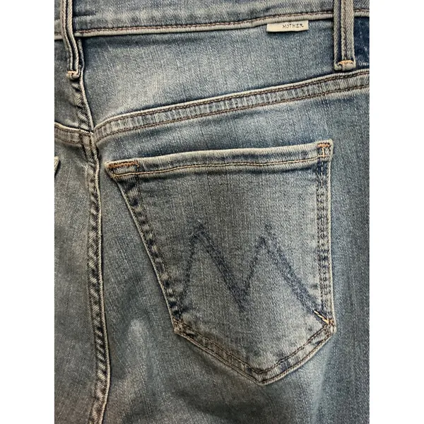 Mother Stunner Zip Ankle Step Fray Jeans Light Kitty‎ Racer Side Stripe Size 26 - Image 4