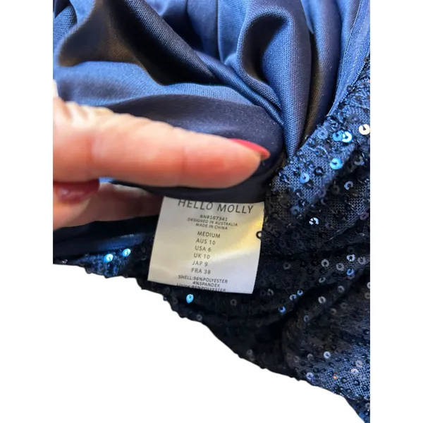 NWT - Hello Molly Navy Blue Sequined Gown - Size M - Image 12