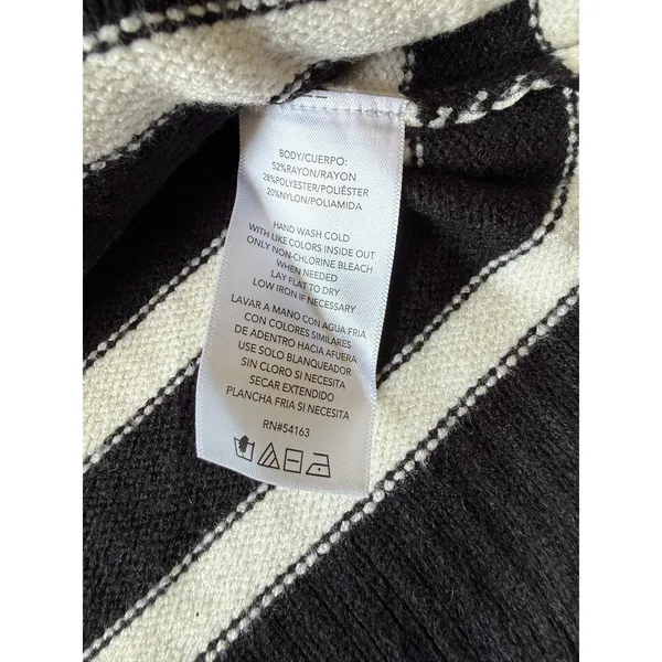 DKNY Womens Quarter‎ Zip Striped Pullover Sweater Black White Large NWT - Image 5