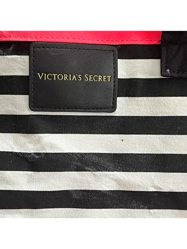 Vintage Y2K Victoria’s Secret Pink Striped Tote Bag Beach Shoulder Bag 💗 - Image 4