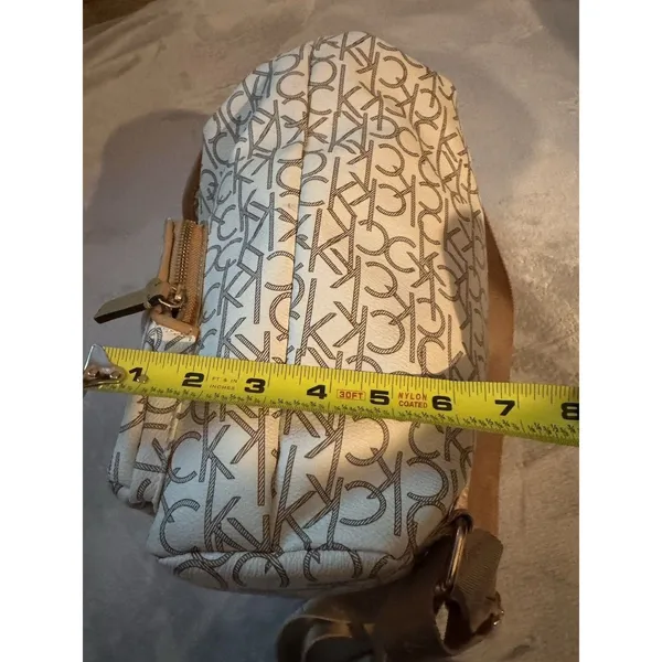 Calvin Klein Monogram Logo Backpack White Tan - Image 11
