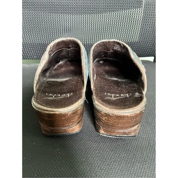 Women's Dansko Shandi Blue Suede Platform Clogs Tassel 38 US 7.5 - Image 4